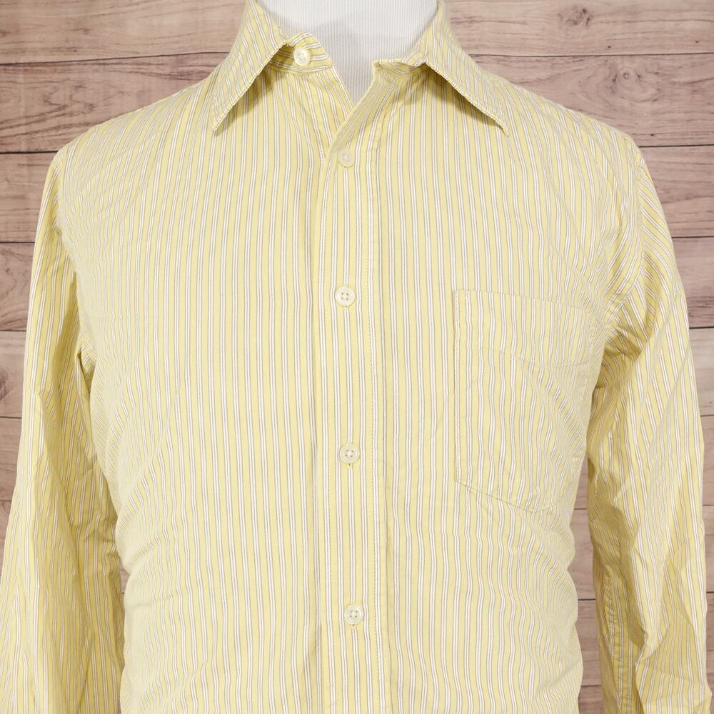 GAP LONG SLEEVE YELLOW STRIPED BUTTON DOWN SHIRT MENS SIZE L LARGE